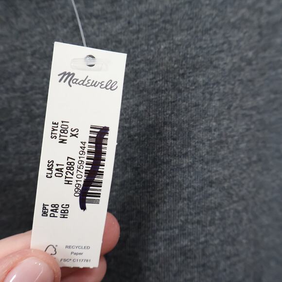 NWT Madewell 100% Cotton Relaxed Oversized Tee Heather Basalt Grey Size XS - Picture 9 of 10